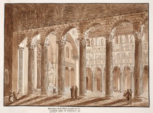 1833年、ルチナの墓地の墓の上に建てられた聖パウロ教会（茶色のウォッシュでエッチング） 作： Agostino Tofanelli